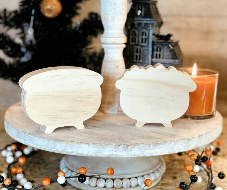 Cauldron Shaped Craft Wood, Halloween Tiered Tray Decor, Wood Witch Cauldon, Halloween DIY Craft Wood, Halloween Decor, Cauldron with Bubbles, Unfinished Tiered Tray Decor, Ready to Paint Craft Wood, Free Standing Craft Wood