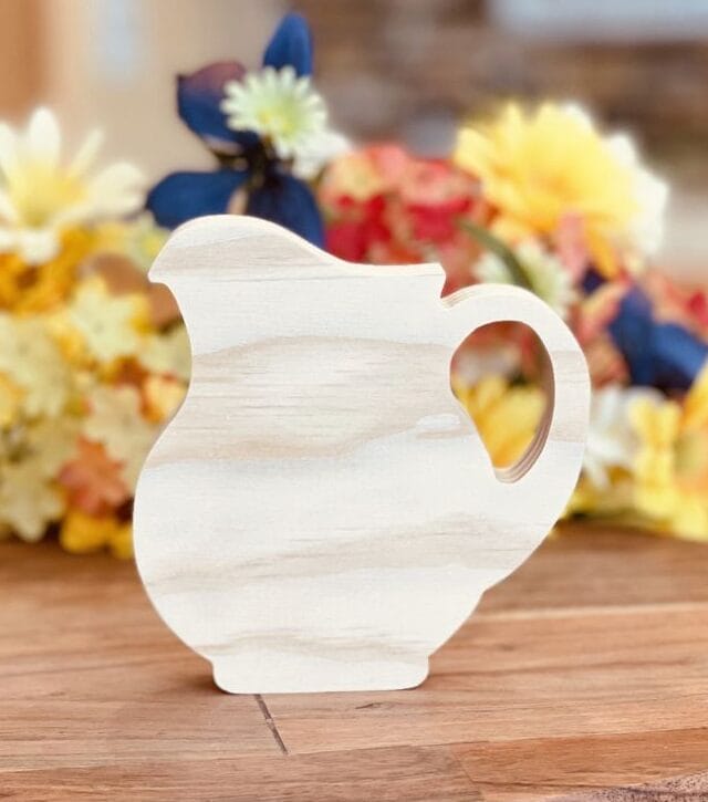 Pitcher Shaped Craft Wood, Unfinished Tiered Tray Decor, Free Standing Wood Lemonade Pitcher, Summer Decor, Ready to Paint Wood Summer Pitcher, Ready to Paint Craft Wood, Free Standing Craft Wood, DIY Tiered Tray Decor, DIY Chunky Wood Ice Tea Pitcher